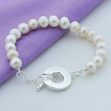 925 Silver Freshwater Pearl Bracelet Wedding Jewelry Gift