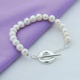 925 Silver Freshwater Pearl Bracelet Wedding Jewelry Gift