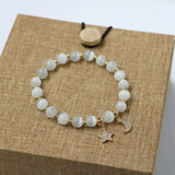 Opal Beaded Bracelet Four-leaf Clover Healing Jewelry