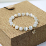 Opal Beaded Bracelet Four-leaf Clover Healing Jewelry