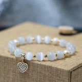 Opal Beaded Bracelet Four-leaf Clover Healing Jewelry