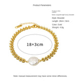 Freshwater Pearl Wheat Chain Bracelet Titanium Steel Female Temptation