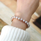 Freshwater Pearl Purple Pink Elastic Bracelet for Women
