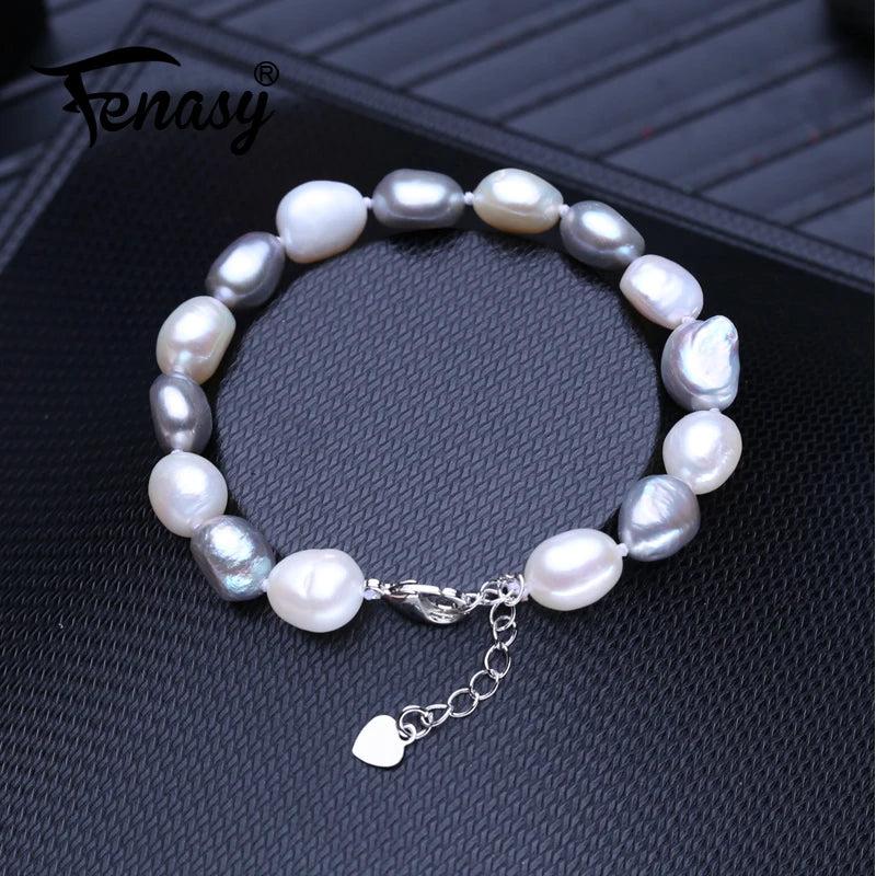 Natural Freshwater Baroque Pearl Bracelet Big Beads Jewelry Gift