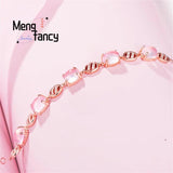 Pink Crystal Lucky Bracelet 925 Silver Natural Stone Charms Fine Jewelry Women