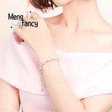 Pink Crystal Lucky Bracelet 925 Silver Natural Stone Charms Fine Jewelry Women