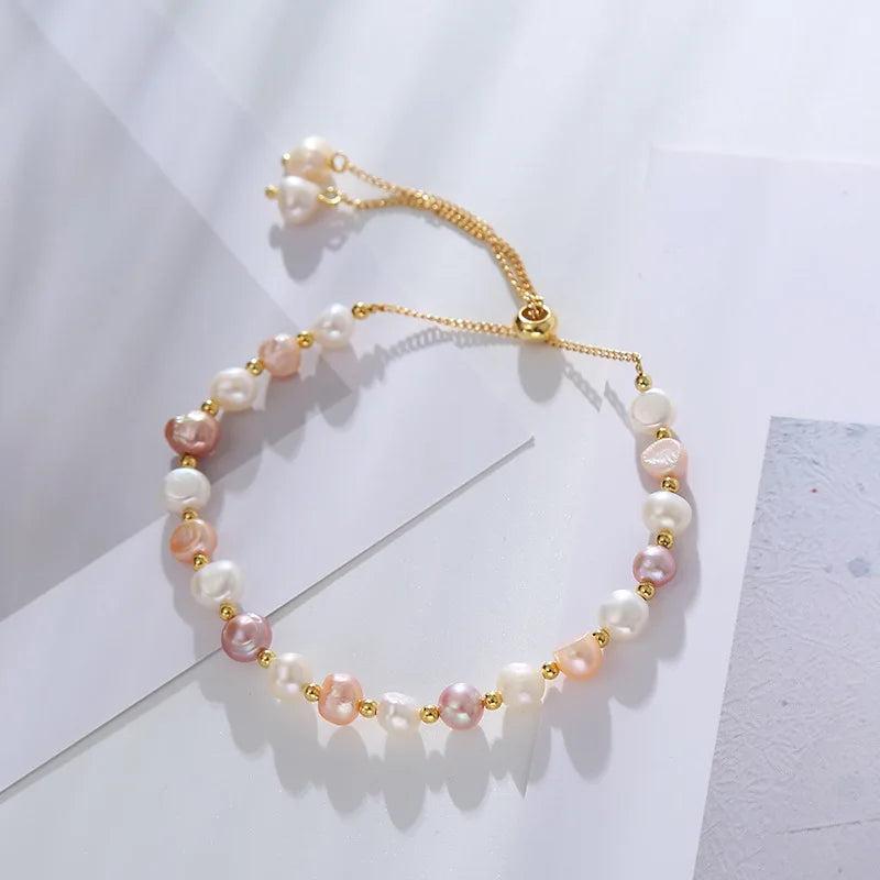Natural Baroque Freshwater Pearl Bracelet 14K Filled Women