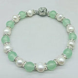 Freshwater Pearl & Green Jade Bracelet