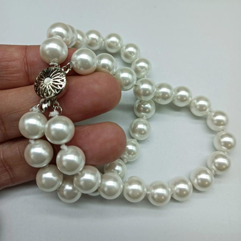 10mm Shell Pearl Round Bead Bracelet 7.5 inch Multicolor Boutique Bracelet