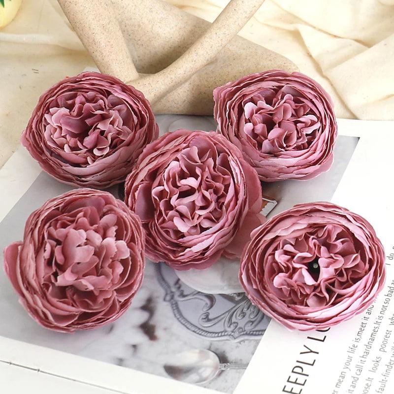 5pcs Peony Head Artificial Flowers Christmas Wreath Home Wedding DIY Decoration