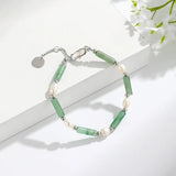 Crystal Stone Pearl Bead Bracelet for Women Vintage Charm Bangle