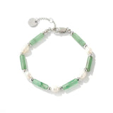 Crystal Stone Pearl Bead Bracelet for Women Vintage Charm Bangle