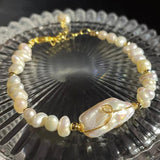 Natural Baroque Freshwater Pearl 18K Filled Bracelet Jewelry For Women