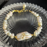 Natural Baroque Freshwater Pearl 18K Filled Bracelet Jewelry For Women