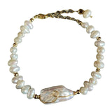 Natural Baroque Freshwater Pearl 18K Filled Bracelet Jewelry For Women