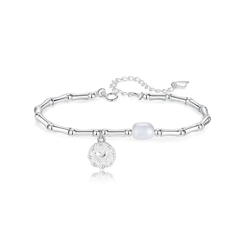 925 Silver Bracelet Women Girls Pearl Adjustable Bracelets Bangles