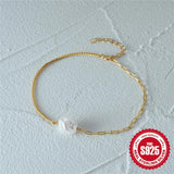 Double Pin Irregular Pearl Bracelet Beaded Baroque Adjustable Bracelet