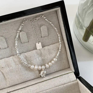 925 Silver Pearl Beads Adjustable Flower Bracelet for Women