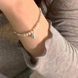 925 Silver Pearl Beads Adjustable Flower Bracelet for Women