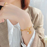 Heart Shaped Bracelet Chain with Zircon & Pearls Jewelry