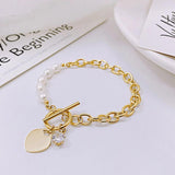 Heart Shaped Bracelet Chain with Zircon & Pearls Jewelry