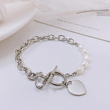 Heart Shaped Bracelet Chain with Zircon & Pearls Jewelry