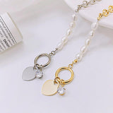 Heart Shaped Bracelet Chain with Zircon & Pearls Jewelry