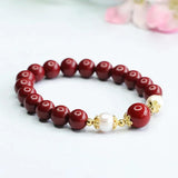 Red Cinnabar 8mm Bead Bracelet Fine Jewelry Couple Charm for Women