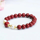 Red Cinnabar 8mm Bead Bracelet Fine Jewelry Couple Charm for Women