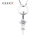 Round 925 Silver Zircon Pearl Pendant Mounting Women Jewelry