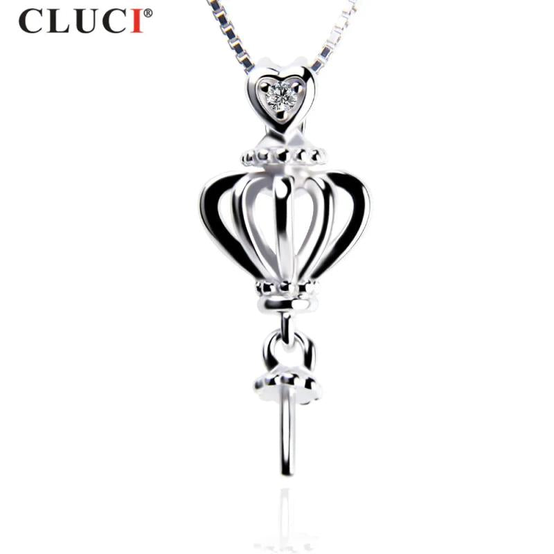 S925 Sterling Silver Crown Pendant Mounting for Women