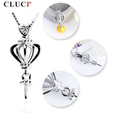 S925 Sterling Silver Crown Pendant Mounting for Women