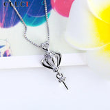 S925 Sterling Silver Crown Pendant Mounting for Women