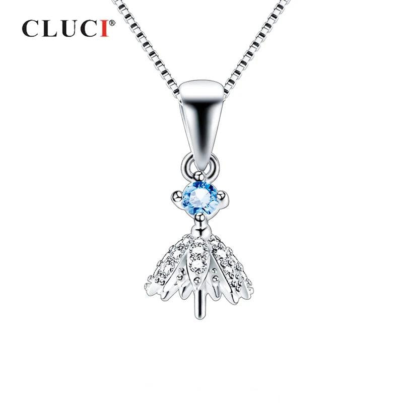 925 Silver Umbrella Pearl Zircon Pendant SP414SB