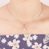 925 Silver Umbrella Pearl Zircon Pendant SP414SB