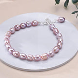 Freshwater Pearls Rice Shape Multicolored Bracelet S925 Silver Chain