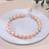 Freshwater Pearls Rice Shape Multicolored Bracelet S925 Silver Chain