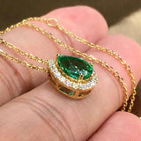 Emerald Zircon Chocker Necklace 925 Silver Wedding Pendants