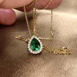 Emerald Zircon Chocker Necklace 925 Silver Wedding Pendants
