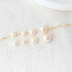 Natural Freshwater Pearls with Large Holes, Nearly Round Beads