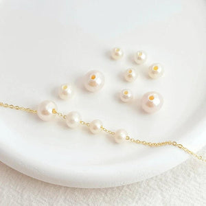 Natural Freshwater Pearls with Large Holes, Nearly Round Beads