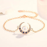 Moon Shaped 925 Silver Bracelet with Gemstones