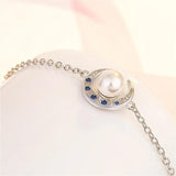 Moon Shaped 925 Silver Bracelet with Gemstones