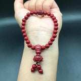 Natural Red Organic Cinnabar Roses Flower Bracelet Women Fine Jewelry