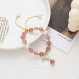 Strawberry Quartz & Pearl 14K Filled Charm Bracelet