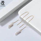 925 Silver Tassel Ear Line Freshwater Pearl Drop Earring
