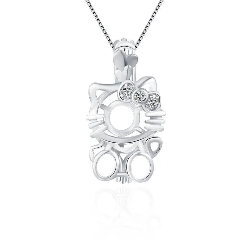 925 Sterling Silver Cat-shaped Pendant Charm for Women