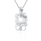 925 Sterling Silver Cat-shaped Pendant Charm for Women