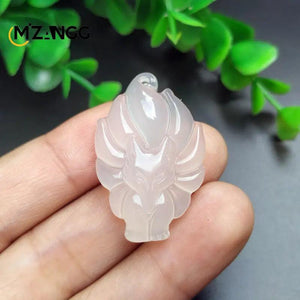 Nine-tailed Fox Pendant Chalcedony Agate Necklace