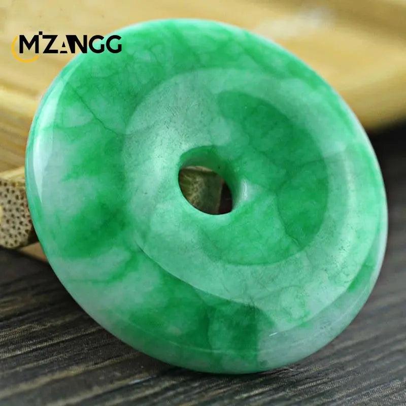 Jadeite Green Peace Buckle Necklace Personality Jewelry Men's and Women's